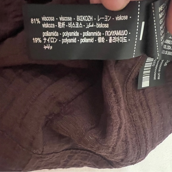 Zara Men’s XLarge Rich Brown Crinkle Effect Textured Top EUC Button Up Business - Picture 8 of 10